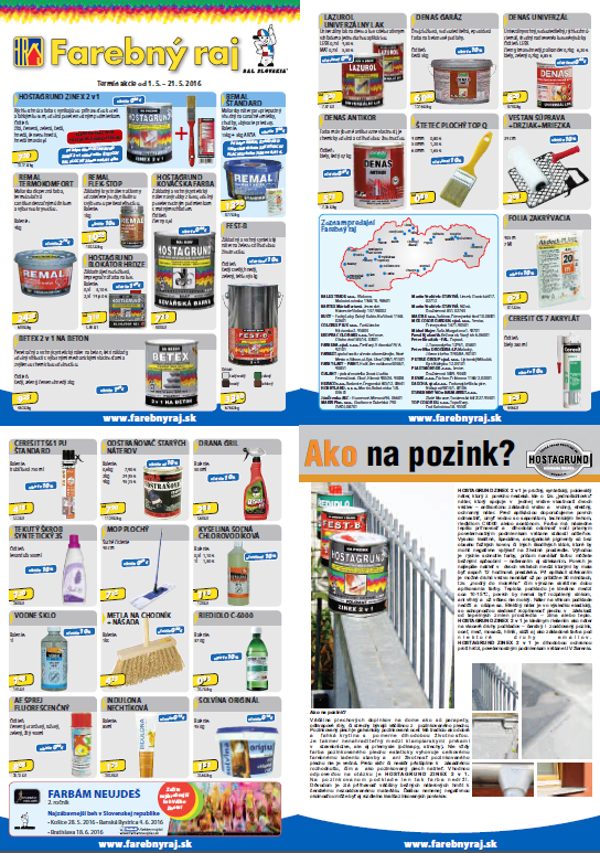 Akciová leták Farebný raj 5/2016