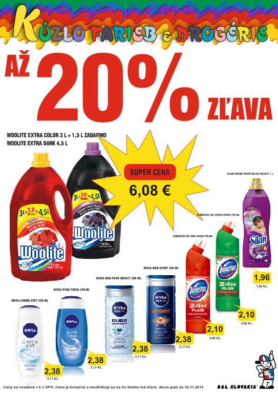SKVELÁ PONUKA! Zľava až 20 % na vybrané druhy drogérie v predajniach Kúzla farieb a dorgérie