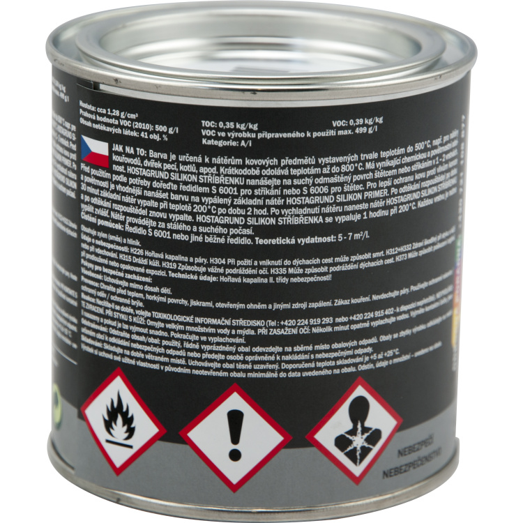 Hostagrund K2100 Silikon Stříbřenka barva na kov do 500 °C, stříbrná, 350 g
