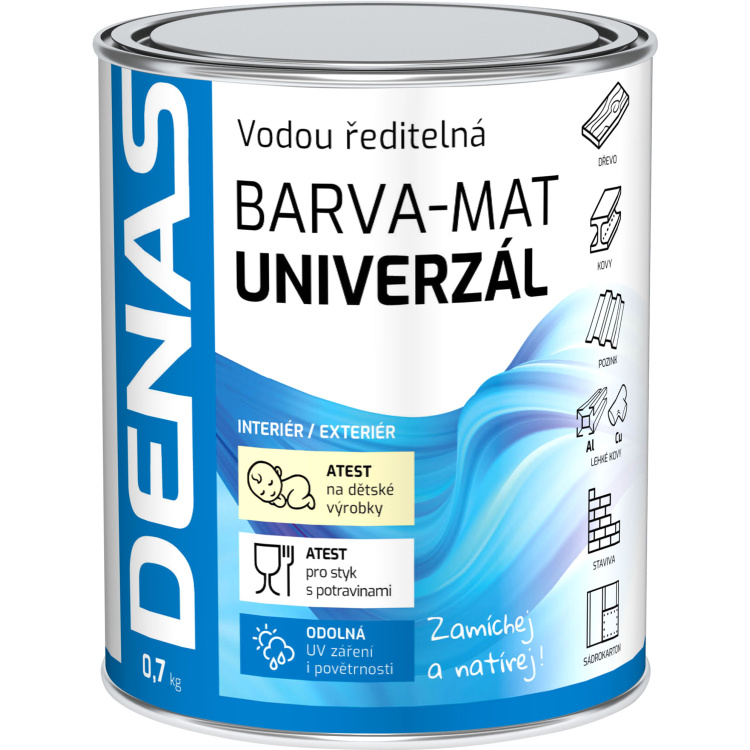 DENAS UNIVERZÁL-MAT vrchná farba na drevo, kov a betón