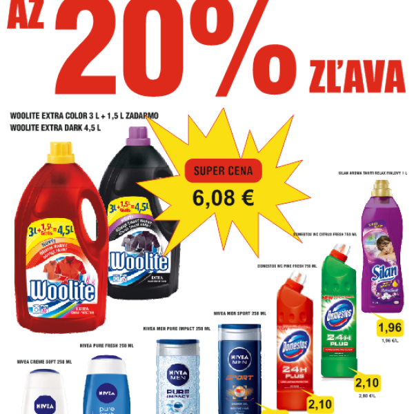 SKVELÁ PONUKA! Zľava až 20 % na vybrané druhy drogérie v predajniach Kúzla farieb a dorgérie